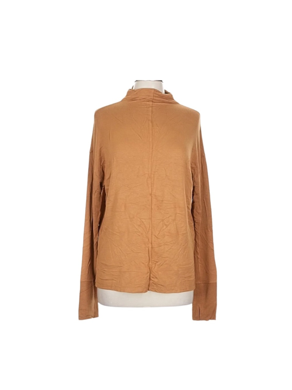 Cynthia Rowley Tan Long Sleeve Mock Neck Sweater Top Classic Capsule Minimal